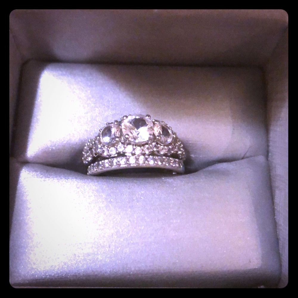 Sterling silver/Sapphire Engagement Set